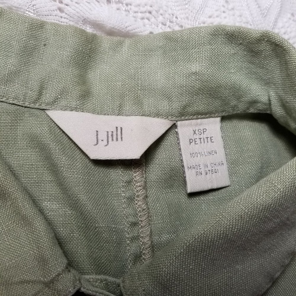 J Jill 100% linen pleated back jacket light green size XSP petite short buttonup - Picture 8 of 9